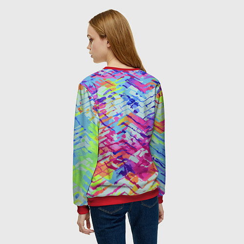 Женский свитшот Барт Симпсон в тёмных очках считает бабло / 3D-Красный – фото 4