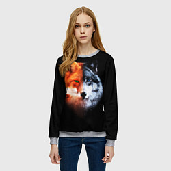 Свитшот женский Волк и Лисица, цвет: 3D-меланж — фото 2