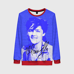 Свитшот женский Юрий Шатунов в детстве - автограф, цвет: 3D-красный