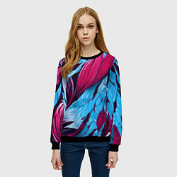 Свитшот женский Яркие экзотические перья, цвет: 3D-черный — фото 2