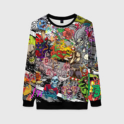 Свитшот женский Цветное граффити и татуировки, цвет: 3D-черный