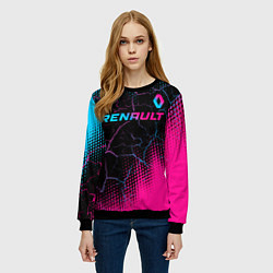 Свитшот женский Renault - neon gradient: символ сверху, цвет: 3D-черный — фото 2