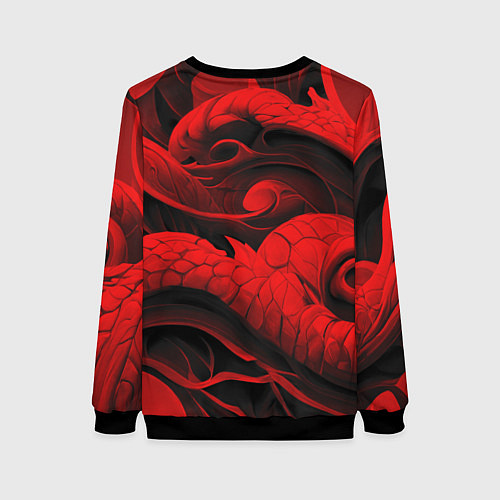 Женский свитшот Дракон - китайский иероглиф / 3D-Черный – фото 2