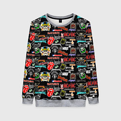 Свитшот женский Famous musical rock bands, цвет: 3D-меланж