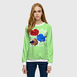 Свитшот женский Необычные красочные рыбки, цвет: 3D-белый — фото 2
