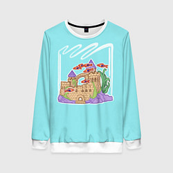 Свитшот женский Подводное царство, цвет: 3D-белый