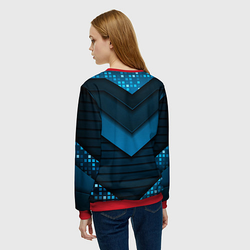 Женский свитшот Russia abstract blue / 3D-Красный – фото 4