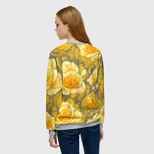 Женский свитшот Яркие желтые бутоны / 3D-Меланж – фото 4
