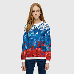 Свитшот женский Полигональный флаг России!, цвет: 3D-белый — фото 2