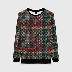 Свитшот женский Черный сетчатый узор на гранжевом фоне, цвет: 3D-черный