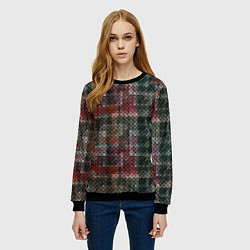 Свитшот женский Черный сетчатый узор на гранжевом фоне, цвет: 3D-черный — фото 2