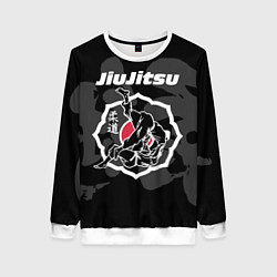 Свитшот женский Jiu-jitsu throw logo, цвет: 3D-белый