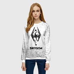 Свитшот женский Skyrim с потертостями на светлом фоне, цвет: 3D-белый — фото 2