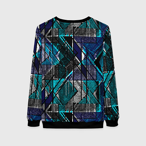 Женский свитшот Сине - черная гранжевая абстракция / 3D-Черный – фото 2
