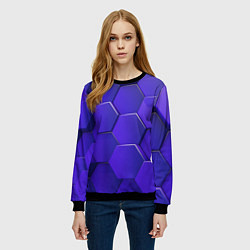 Свитшот женский Большие объёмные соты, цвет: 3D-черный — фото 2