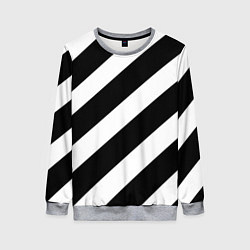 Свитшот женский Черно белые полоски, цвет: 3D-меланж