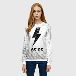 Свитшот женский AC DC с потертостями на светлом фоне, цвет: 3D-белый — фото 2