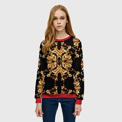 Свитшот женский Золотая гжель модные цветы, цвет: 3D-красный — фото 2