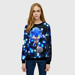 Свитшот женский Sonic neon squares, цвет: 3D-черный — фото 2