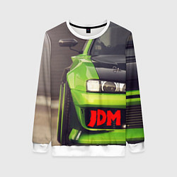 Свитшот женский JDM машина зеленая тюнингованная, цвет: 3D-белый