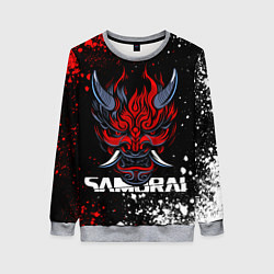 Свитшот женский Маска Они - Киберпанк 2077 - Samurai, цвет: 3D-меланж