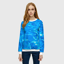 Свитшот женский Абстрактные волны бассейна - текстура, цвет: 3D-белый — фото 2