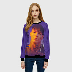 Свитшот женский Niletto на фиолетовом фоне, цвет: 3D-черный — фото 2