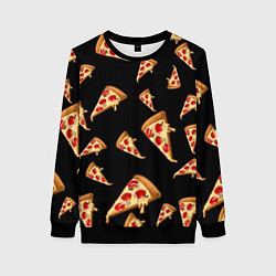 Женский свитшот Куски пиццы на черном фоне