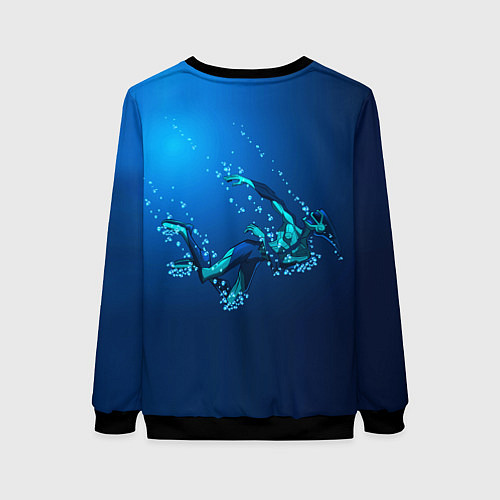Женский свитшот Ихтиандр : человек - амфибия рисунок / 3D-Черный – фото 2