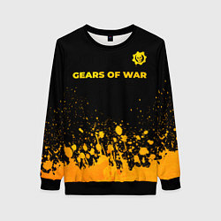 Свитшот женский Gears of War - gold gradient: символ сверху, цвет: 3D-черный