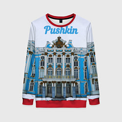 Свитшот женский Город Пушкин : Екатерининский дворец, цвет: 3D-красный