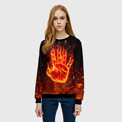 Свитшот женский Рука в огне, цвет: 3D-черный — фото 2