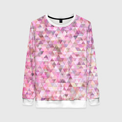 Свитшот женский Абстрактное множество розовых и фиолетовых треугол, цвет: 3D-белый