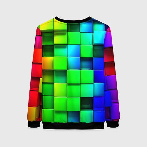 Женский свитшот Цветные неоновые кубы / 3D-Черный – фото 2