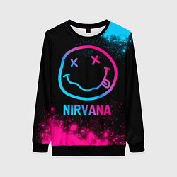 Свитшот женский Nirvana - neon gradient, цвет: 3D-черный