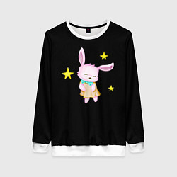 Женский свитшот Крольчонок танцует со звёздами на чёрном фоне
