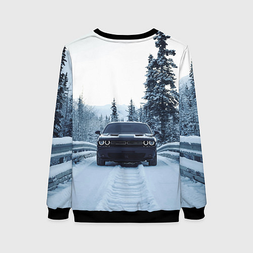 Женский свитшот Dodge in winter forest / 3D-Черный – фото 2