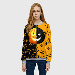 Свитшот женский Тыква на Хэллоуин, цвет: 3D-меланж — фото 2