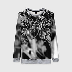 Женский свитшот Оттенки серого черные трайбл драконы татуировка