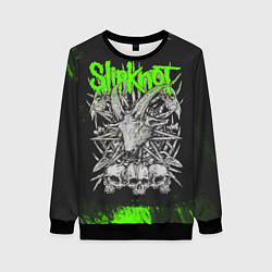 Свитшот женский Slipknot green logo, цвет: 3D-черный