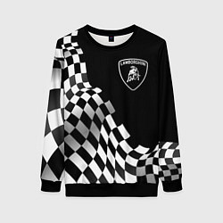 Свитшот женский Lamborghini racing flag, цвет: 3D-черный