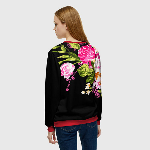 Женский свитшот Букет цветов / 3D-Красный – фото 4