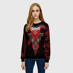 Свитшот женский Slipknot - красный козел, цвет: 3D-черный — фото 2