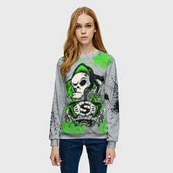 Свитшот женский Slipknot скелет green, цвет: 3D-меланж — фото 2