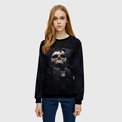 Свитшот женский Hands on skull, цвет: 3D-черный — фото 2