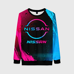 Свитшот женский Nissan - neon gradient, цвет: 3D-черный