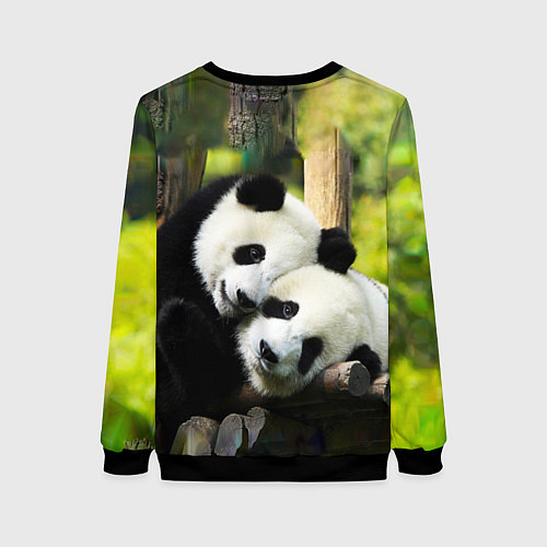 Женский свитшот Влюблённые панды / 3D-Черный – фото 2