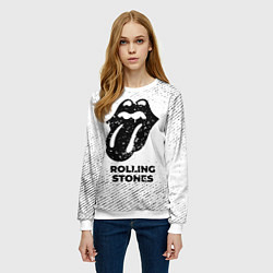 Свитшот женский Rolling Stones с потертостями на светлом фоне, цвет: 3D-белый — фото 2