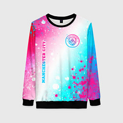 Женский свитшот Manchester City neon gradient style: надпись, симв