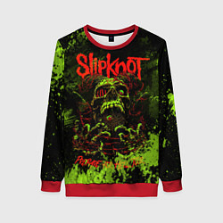 Свитшот женский Slipknot green череп, цвет: 3D-красный